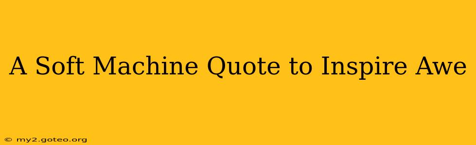 A Soft Machine Quote to Inspire Awe