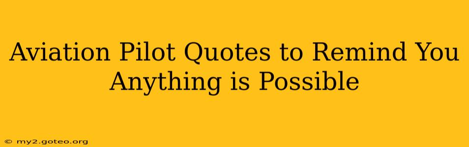 Aviation Pilot Quotes to Remind You Anything is Possible