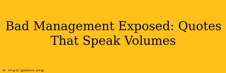 Bad Management Exposed: Quotes That Speak Volumes