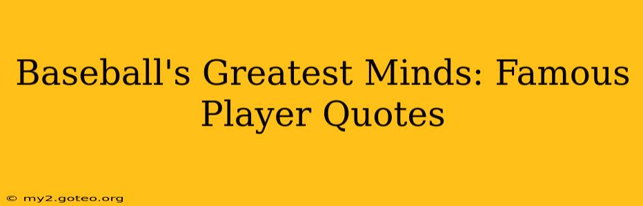 Baseball's Greatest Minds: Famous Player Quotes