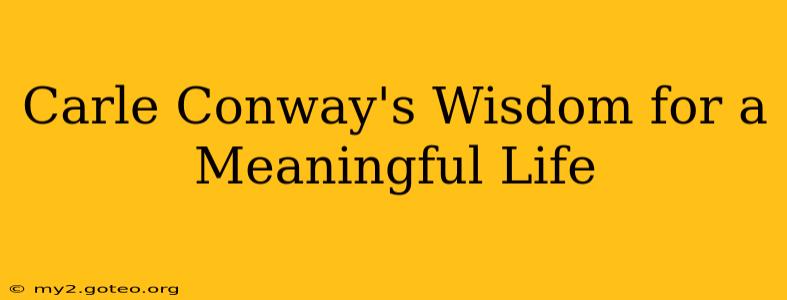 Carle Conway's Wisdom for a Meaningful Life