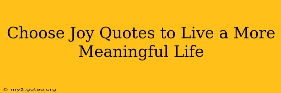 Choose Joy Quotes to Live a More Meaningful Life