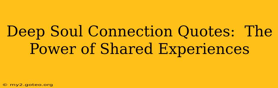 Deep Soul Connection Quotes:  The Power of Shared Experiences