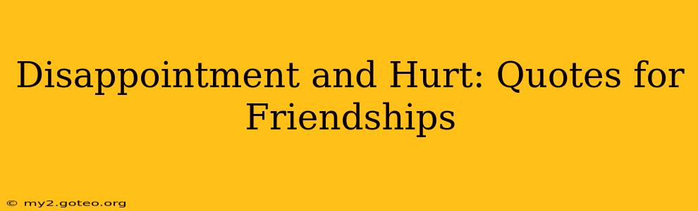 Disappointment and Hurt: Quotes for Friendships
