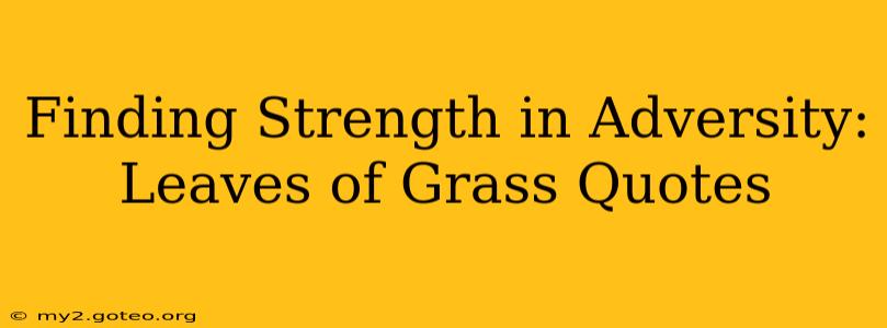 Finding Strength in Adversity: Leaves of Grass Quotes