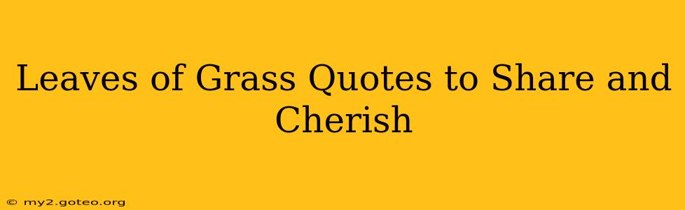Leaves of Grass Quotes to Share and Cherish