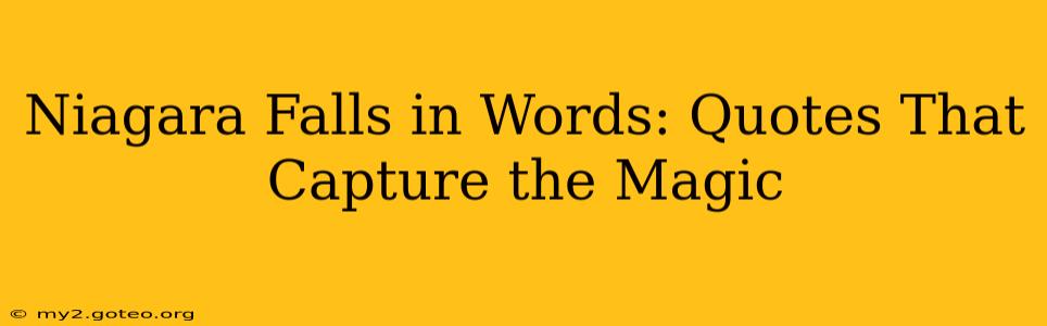 Niagara Falls in Words: Quotes That Capture the Magic