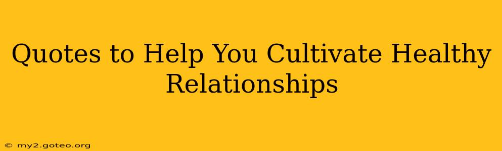 Quotes to Help You Cultivate Healthy Relationships