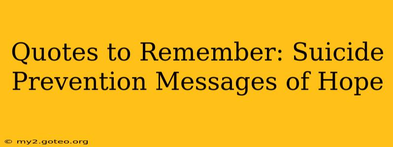 Quotes to Remember: Suicide Prevention Messages of Hope