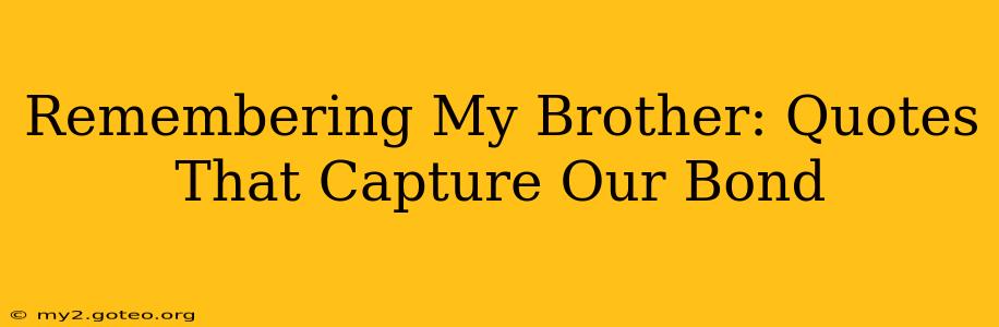 Remembering My Brother: Quotes That Capture Our Bond