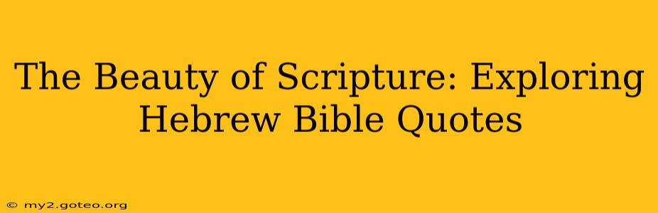 The Beauty of Scripture: Exploring Hebrew Bible Quotes