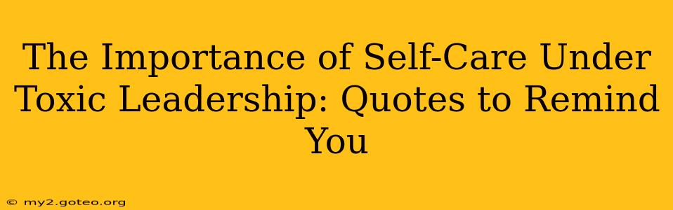 The Importance of Self-Care Under Toxic Leadership: Quotes to Remind You