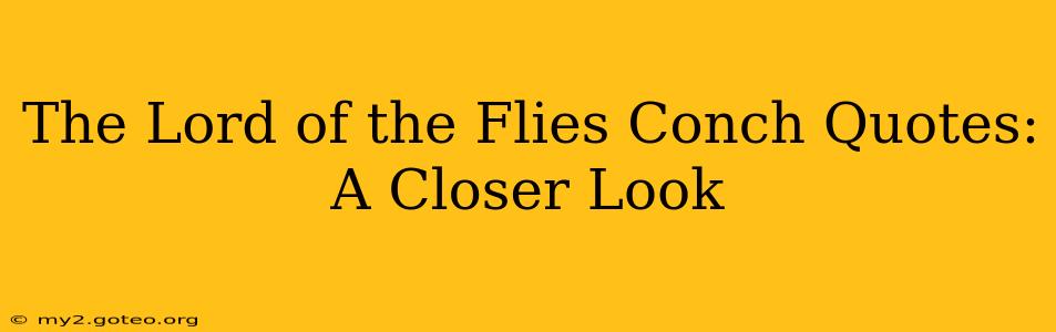 The Lord of the Flies Conch Quotes: A Closer Look