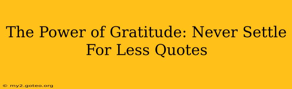 The Power of Gratitude: Never Settle For Less Quotes
