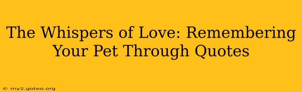 The Whispers of Love: Remembering Your Pet Through Quotes